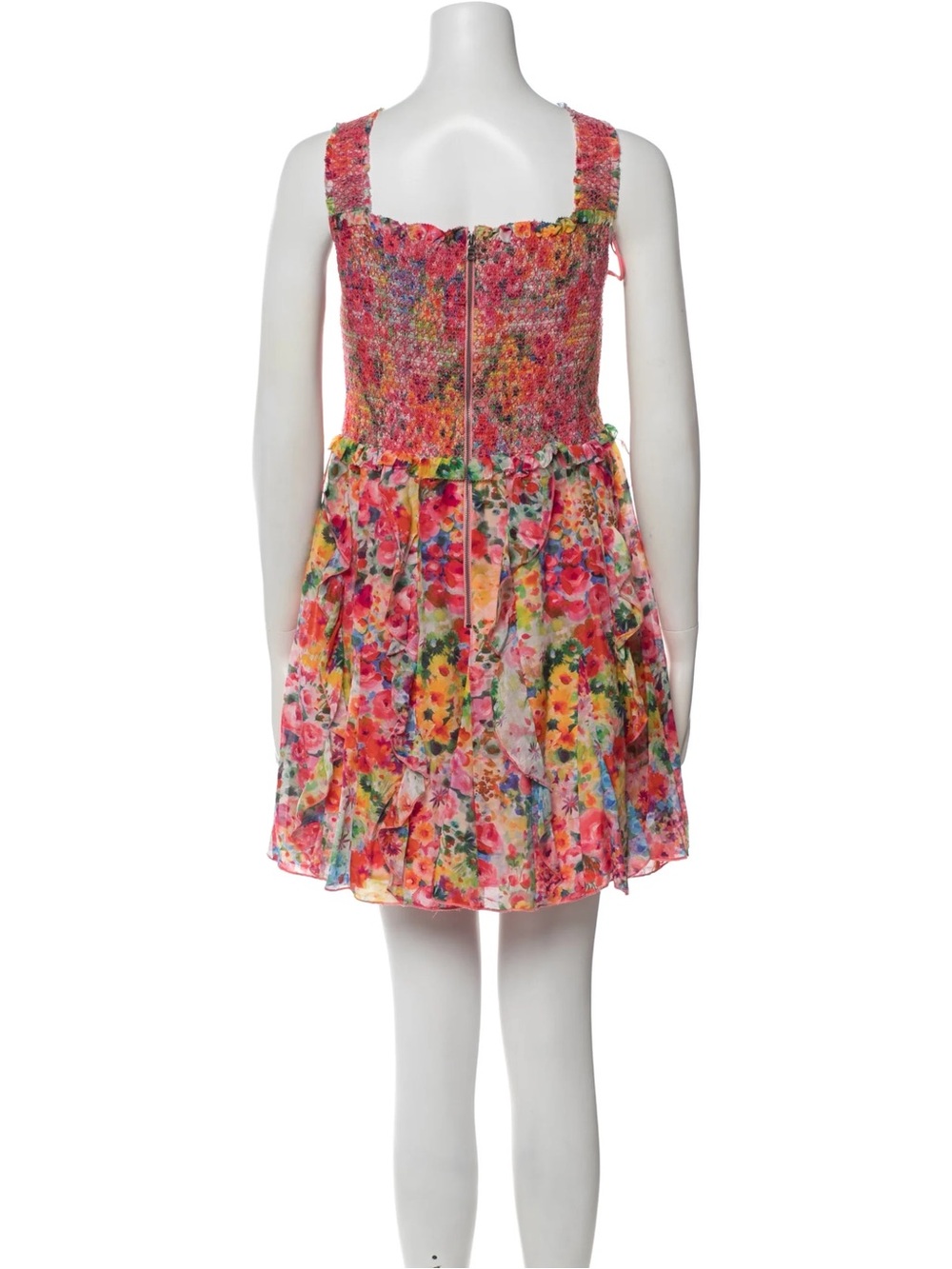 Alice + Olivia Jocelyn Smocked Mini Dress in Garden Floral Size 10 - Picture 4 of 5